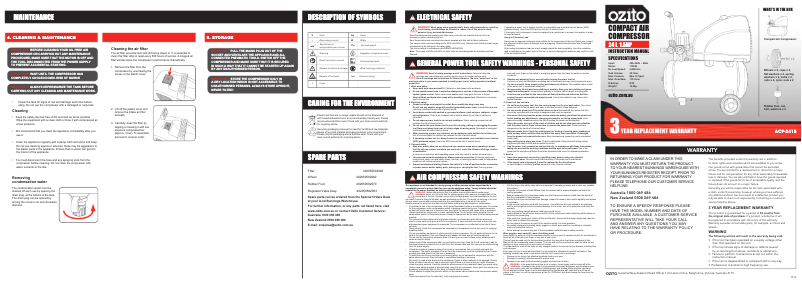 Página nº 1 - Manual de usuario Ozito ACP-2415