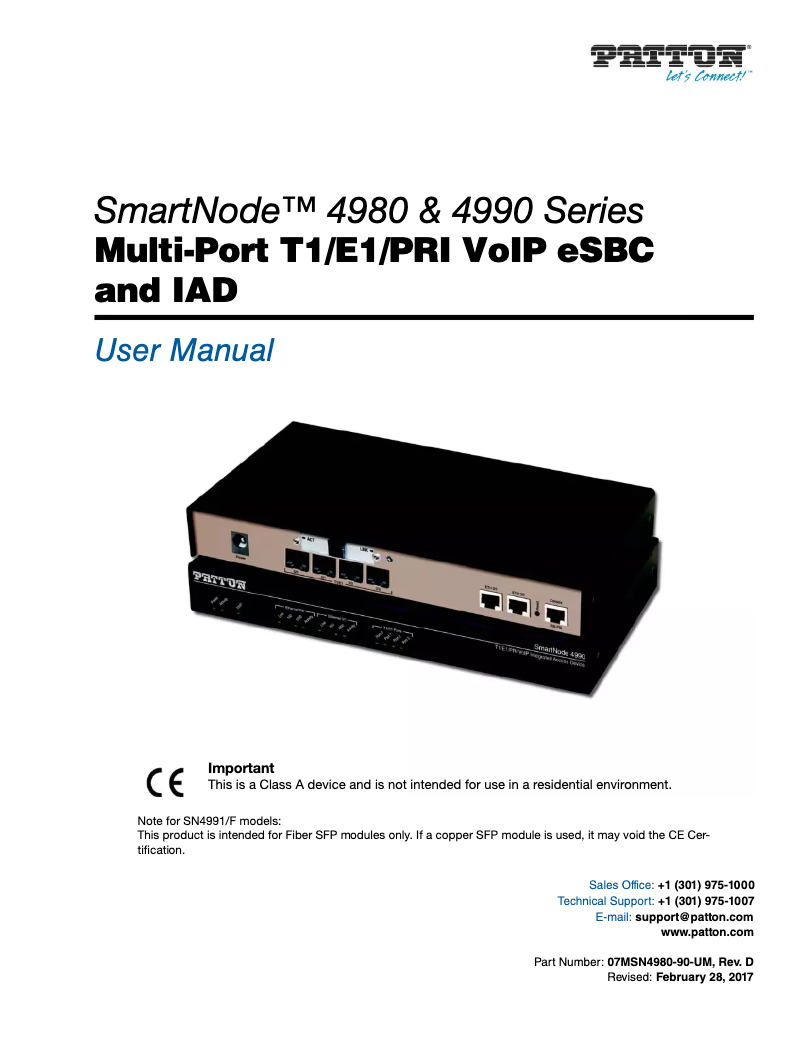 Imagen de la primera página del manual del dispositivo SmartNode 4981
