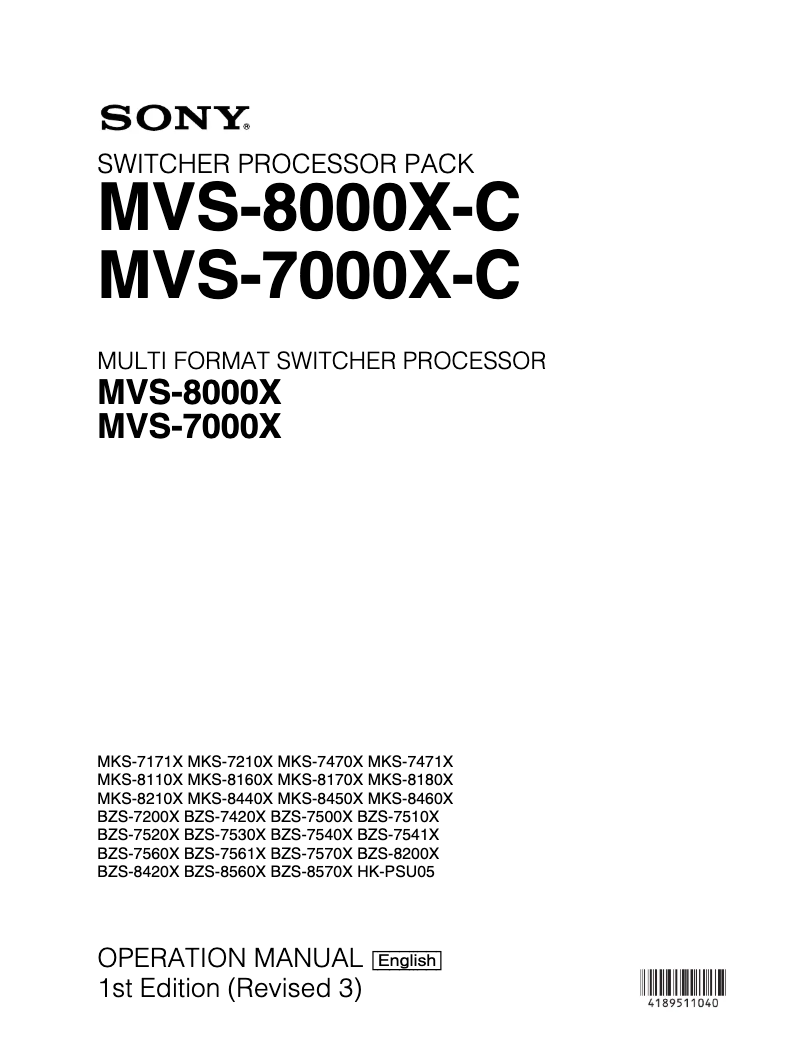 Imagen de la primera página del manual del dispositivo MVS-7000X