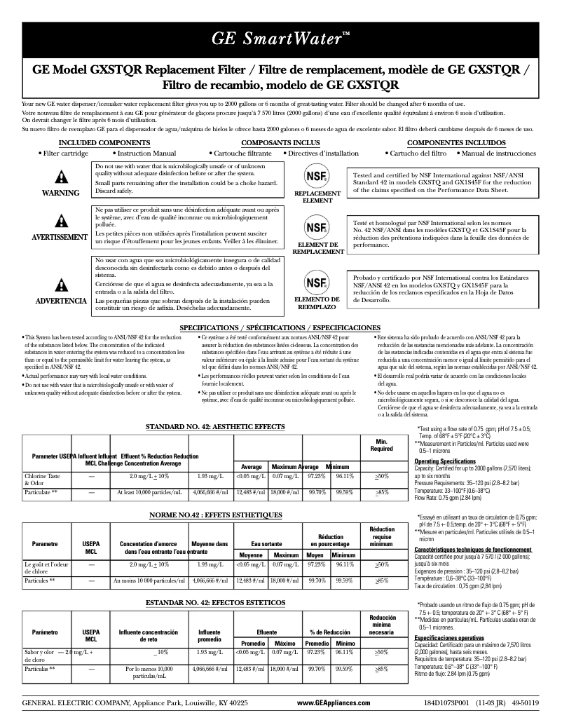 Imagen de la primera página del manual del dispositivo GXSTQR