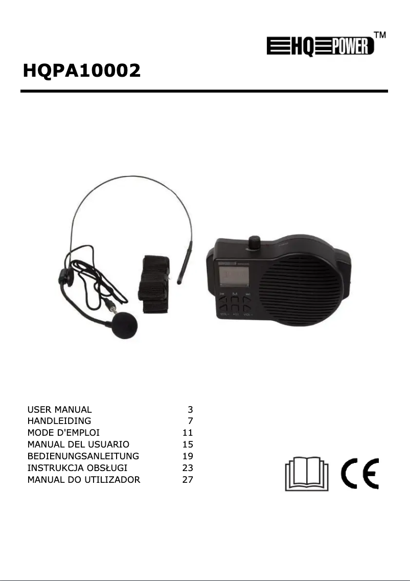 Imagen de la primera página del manual del dispositivo HQPA10002