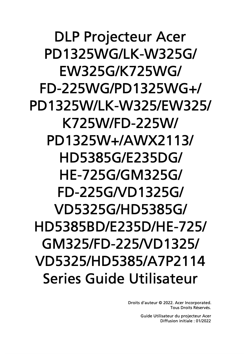 Página nº 1 - Manual de usuario Acer PD2325W