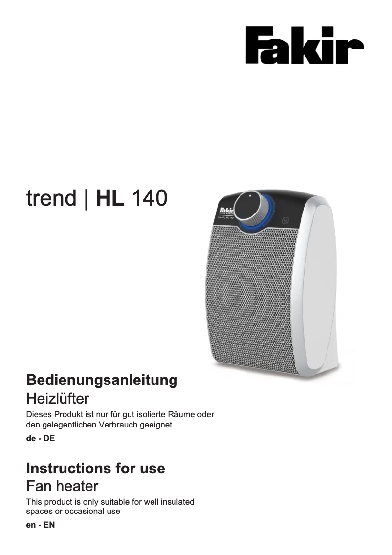 Imagen de la primera página del manual del dispositivo trend HL 140