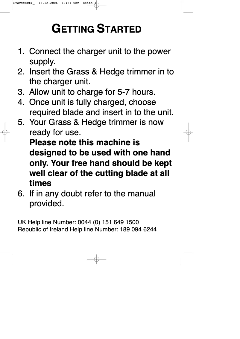 Página nº 1 - Manual de usuario Gardenline GCGS 18-S