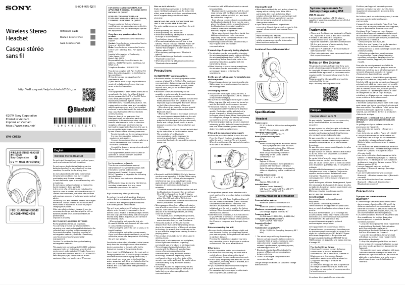 Página 1 del manual Manual de usuario Sony WH-CH510