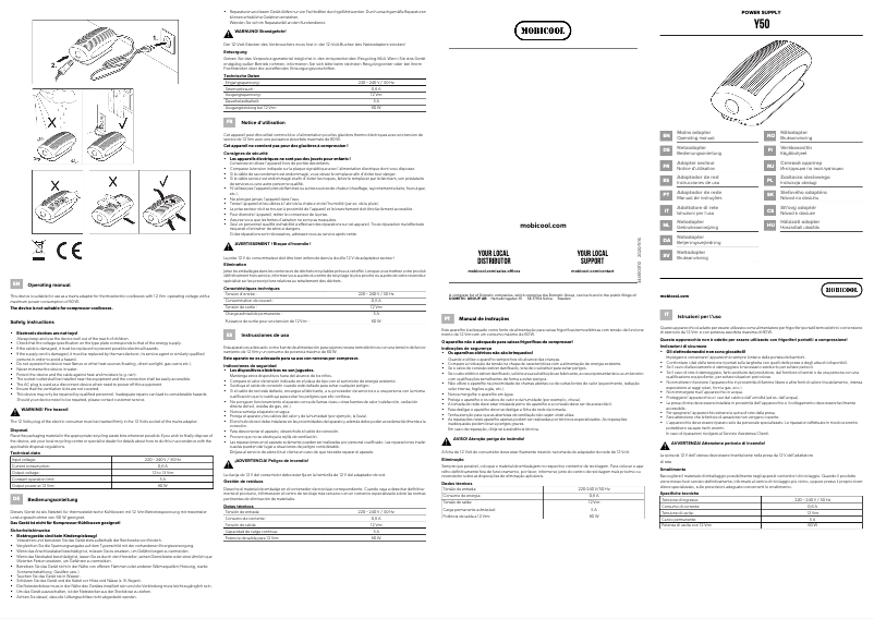 Imagen de la primera página del manual del dispositivo Y50