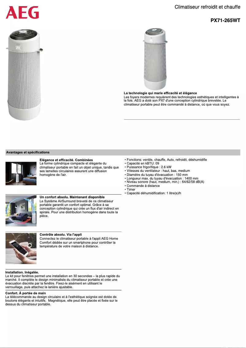 Imagen de la primera página del manual del dispositivo PX71-265WT