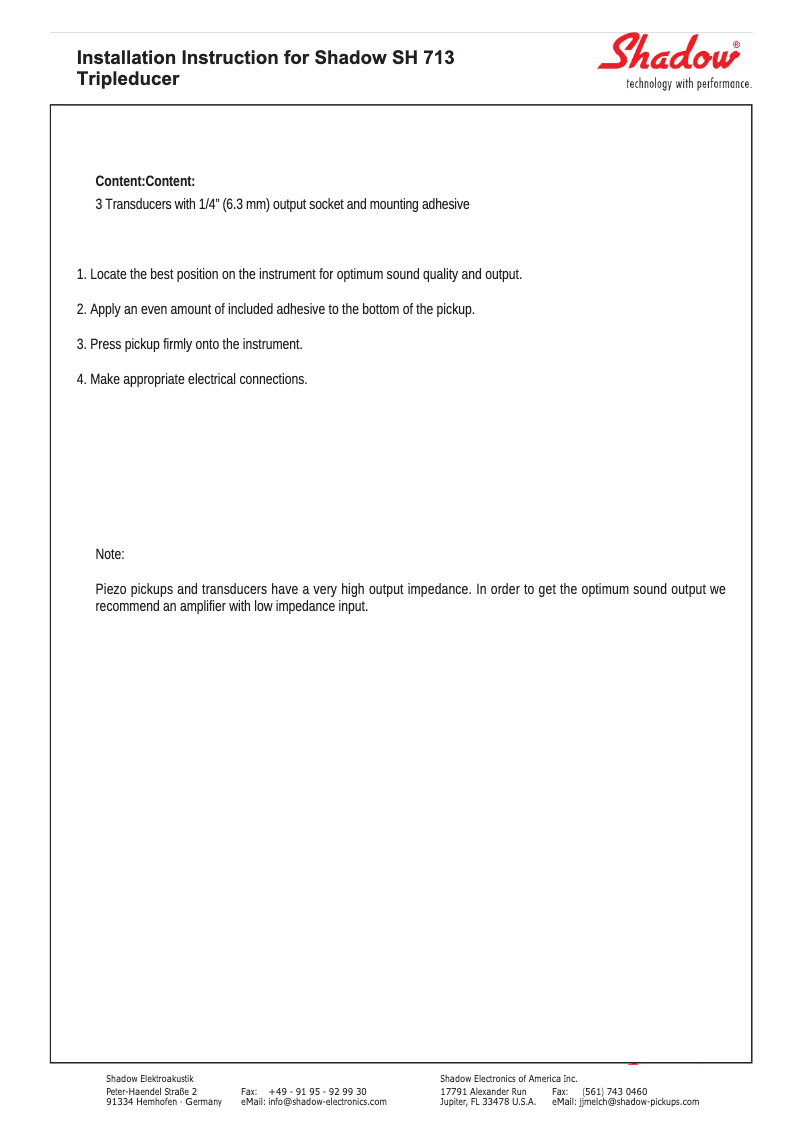 Imagen de la primera página del manual del dispositivo SH 713 Tripleducer