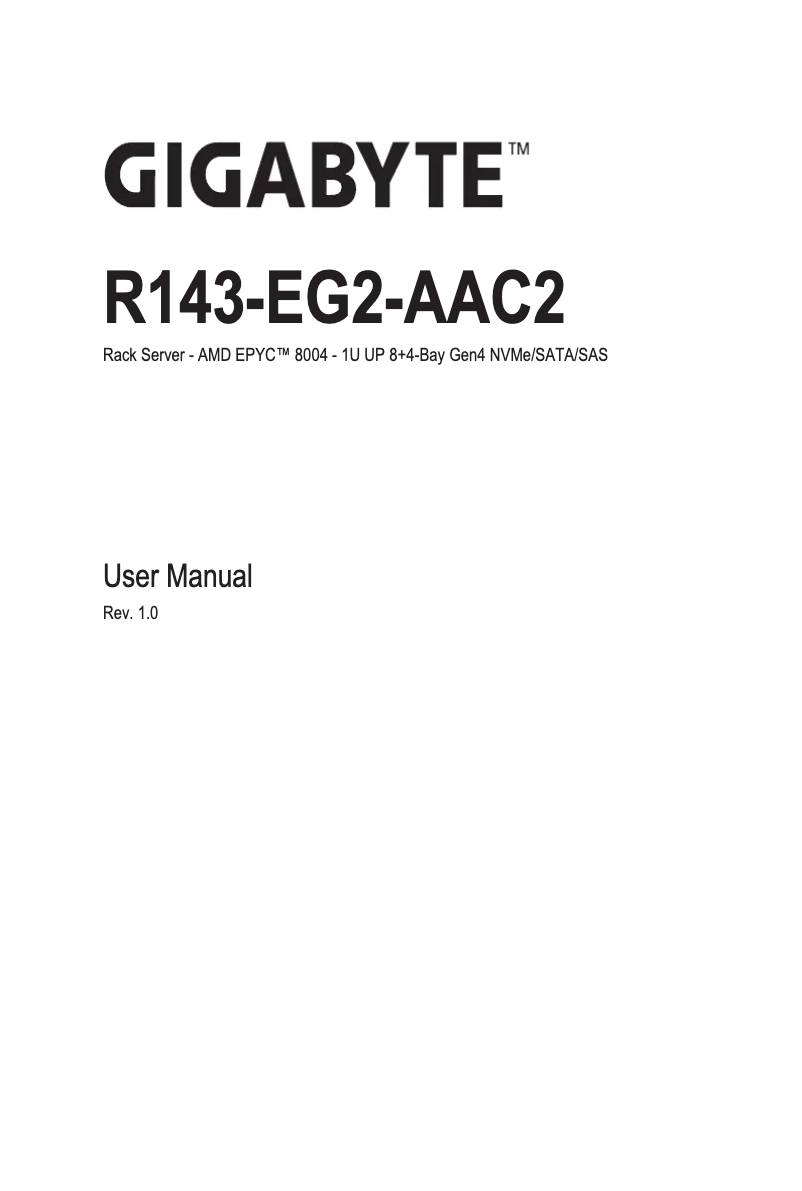 Página 1 del manual Manual de usuario Gigabyte R143-EG2