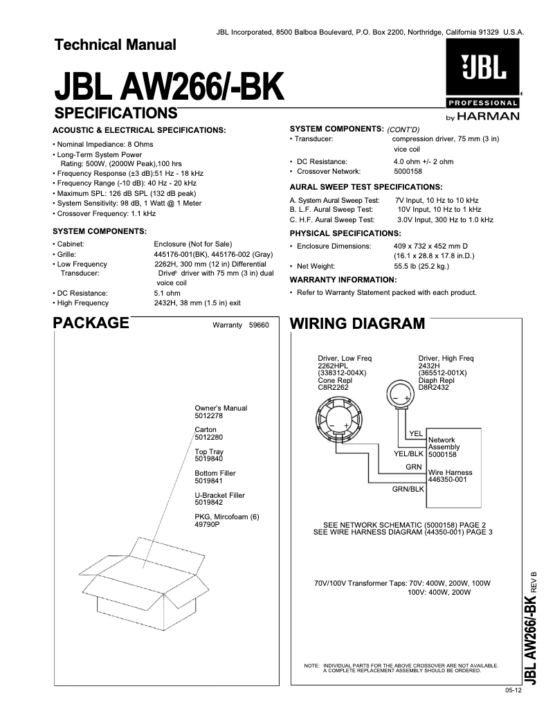 Página 1 del manual Manual de usuario JBL AW266