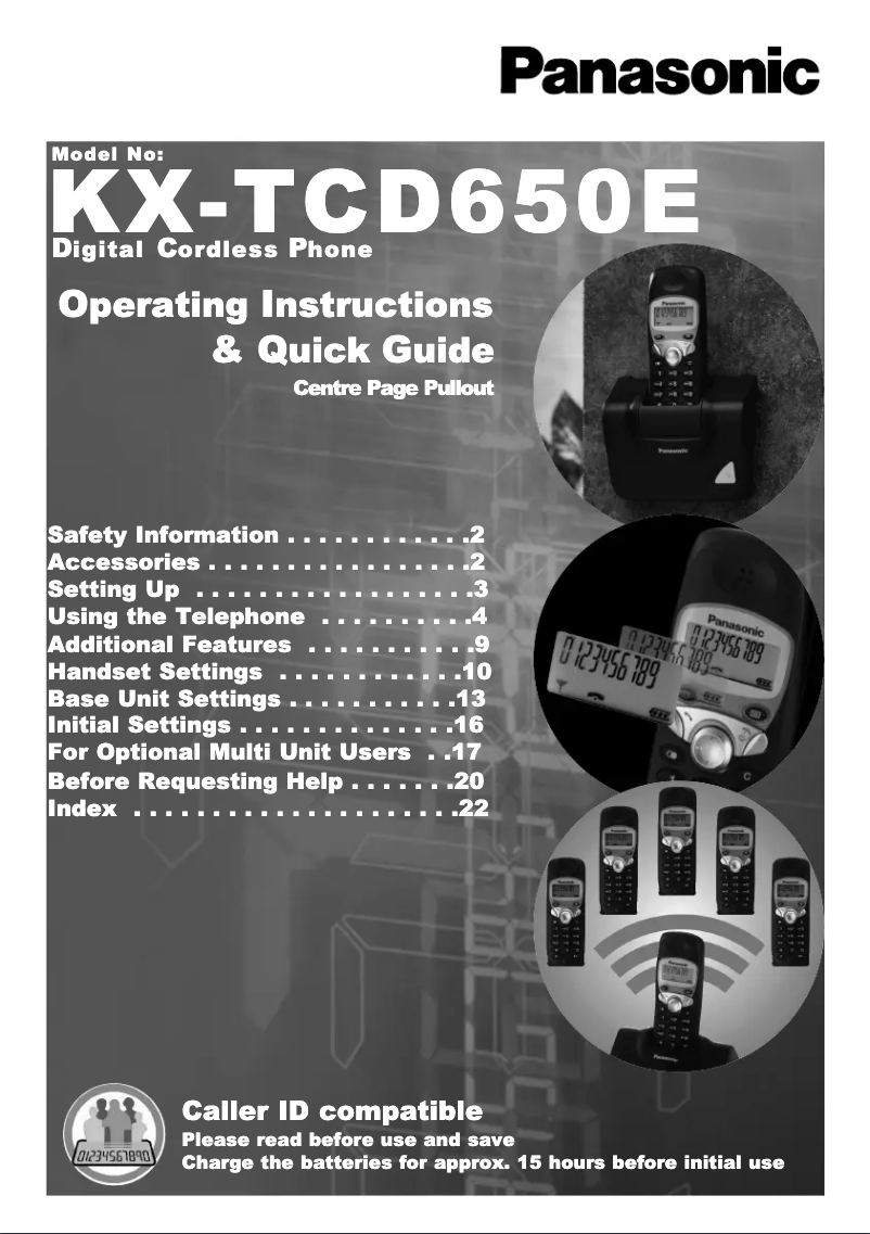 Imagen de la primera página del manual del dispositivo KX-TCD650