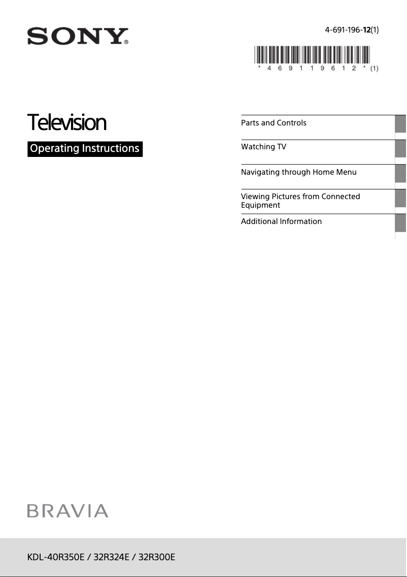 Página 1 del manual Manual de usuario Sony KDL-40R350E