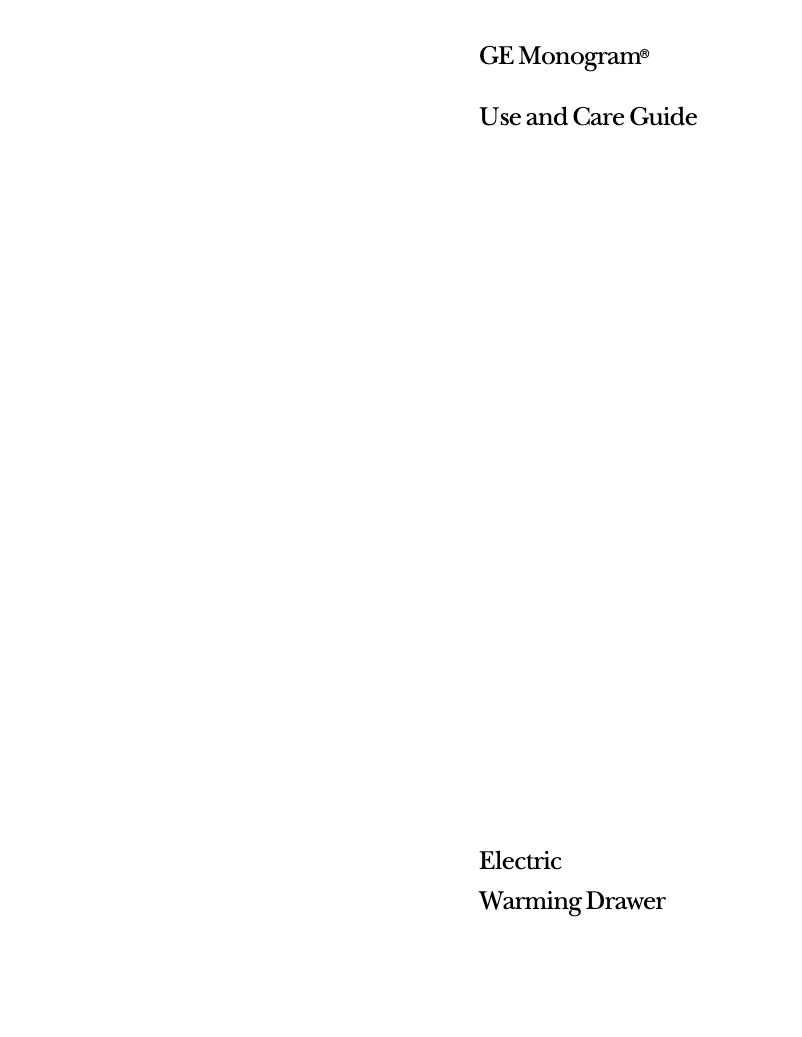 Página 1 del manual Manual de uso y mantenimiento GE ZTD910BBBB