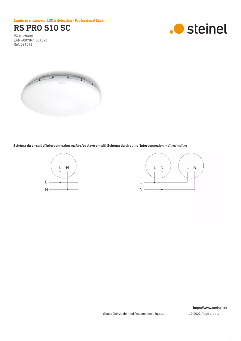 Página 1 del manual Diagrama de cableado Steinel RS PRO S10 SC