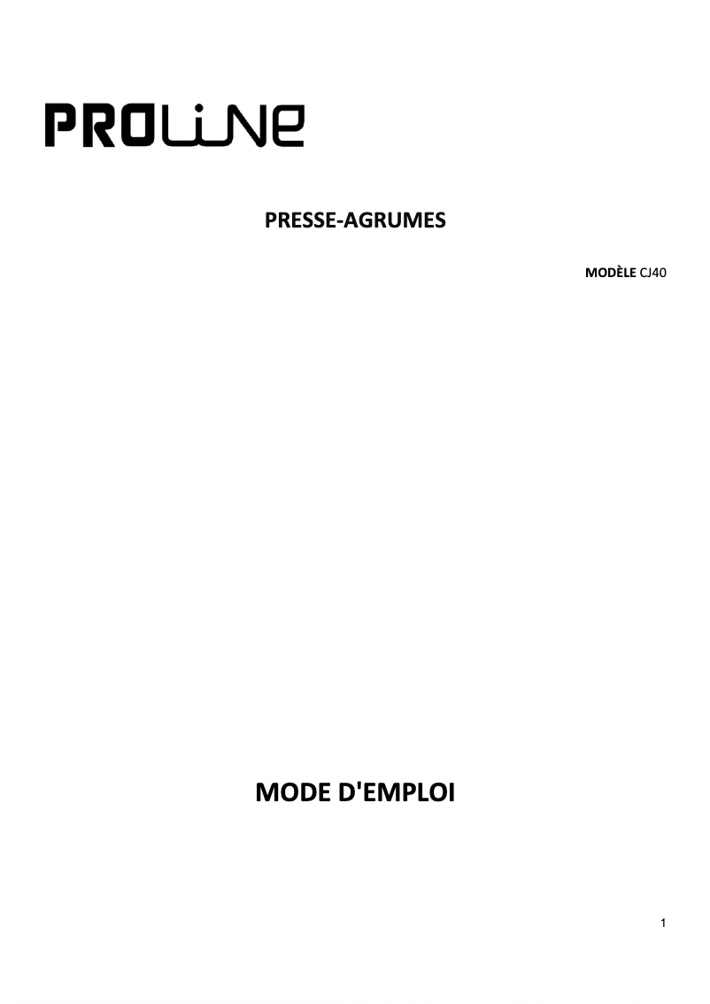 Página 1 del manual Manual de usuario Proline CJ40