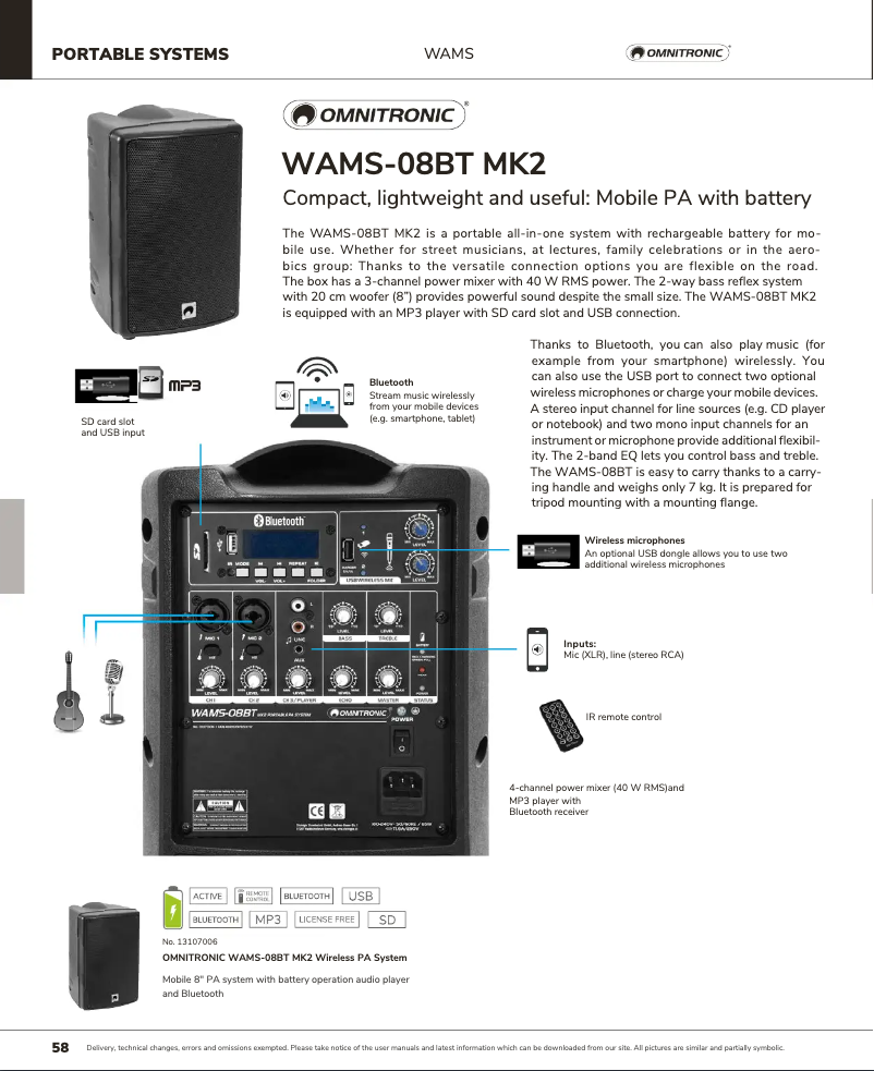 Página nº 1 - Catálogo Omnitronic WAMS-08BT MK2