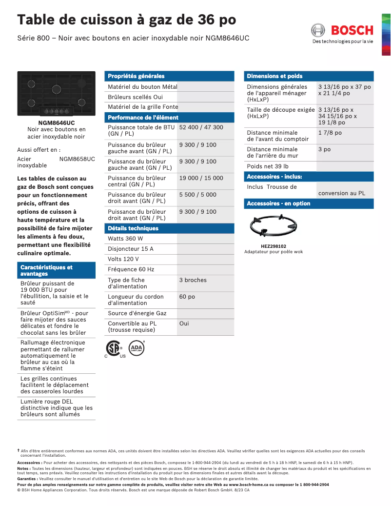 Página nº 1 - Ficha técnica Bosch NGM8646UC