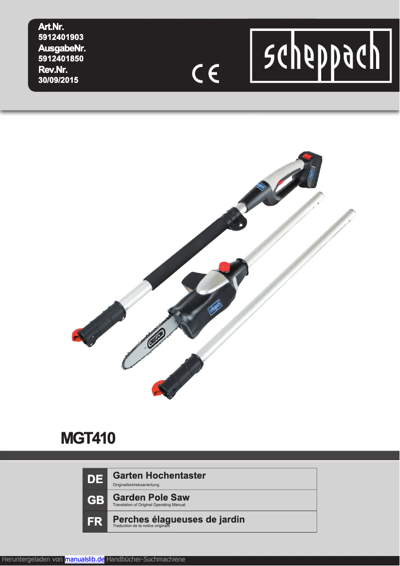 Página 1 del manual Manual de usuario Scheppach MGT410