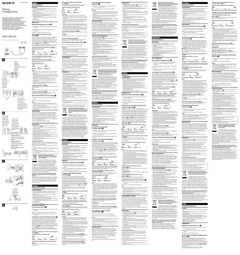 Imagen de la primera página del manual del dispositivo MDR-XB41EX