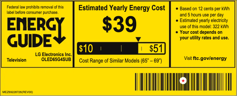Página nº 1 - Etiqueta energética LG OLED65G4SUB