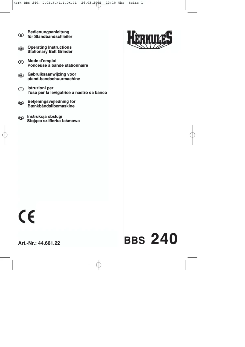 Imagen de la primera página del manual del dispositivo BBS 240
