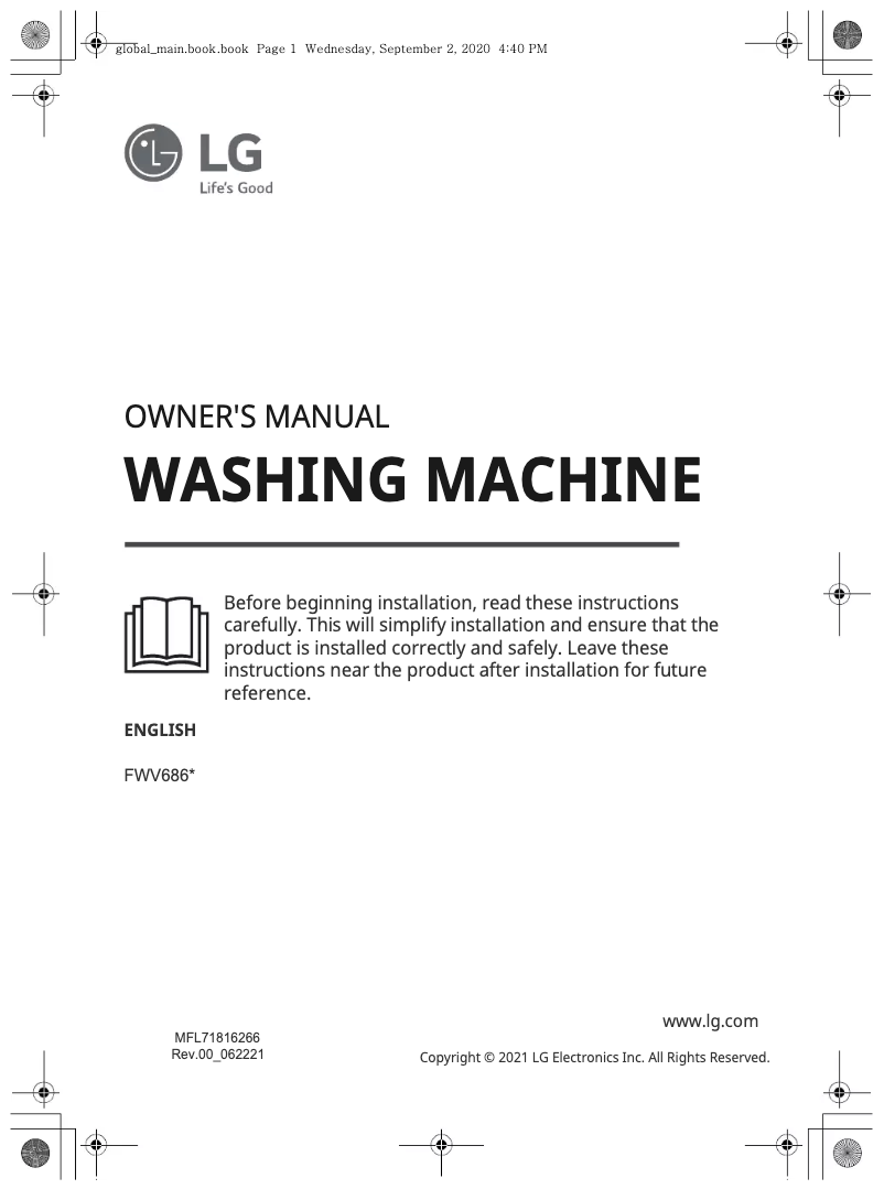 Imagen de la primera página del manual del dispositivo FWV686WTE