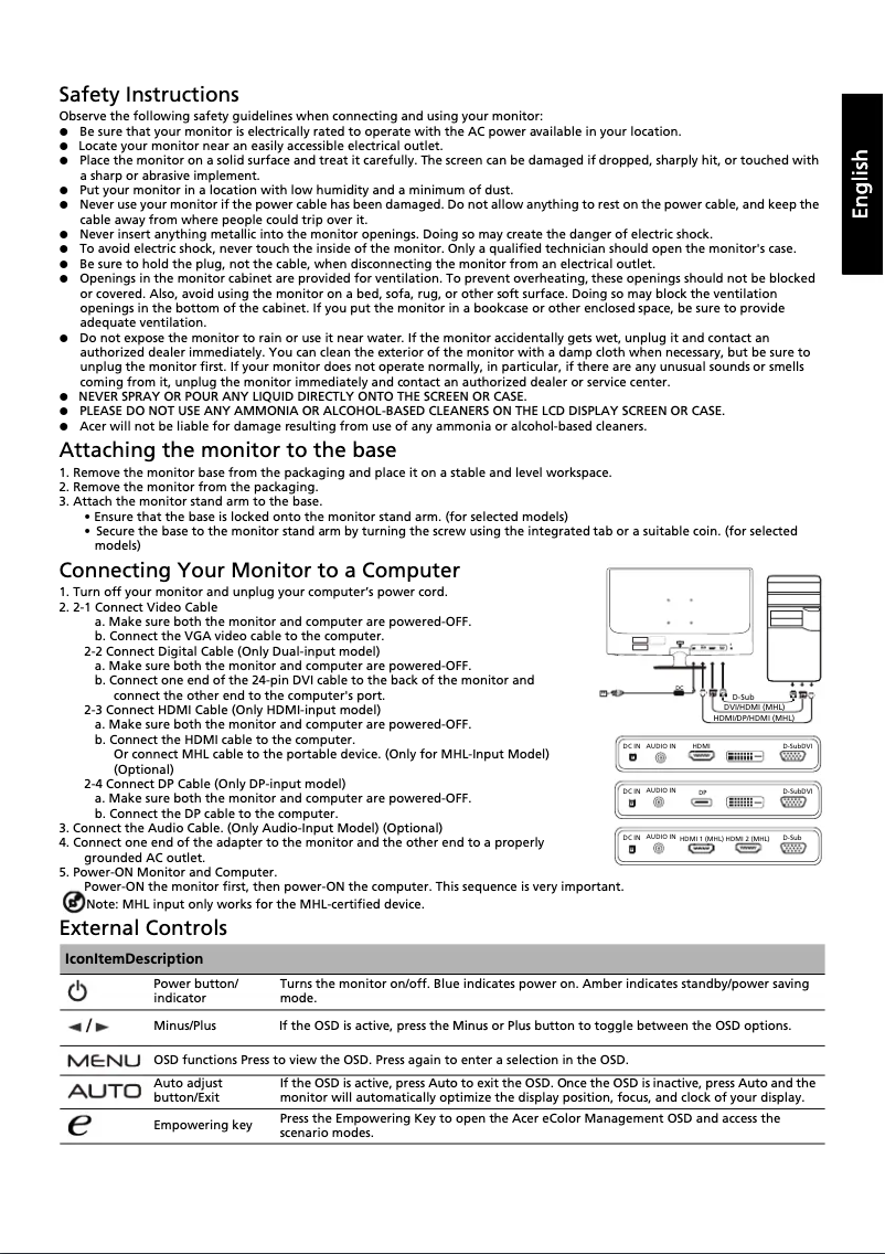 Página 1 del manual Manual de usuario Acer G246HLA