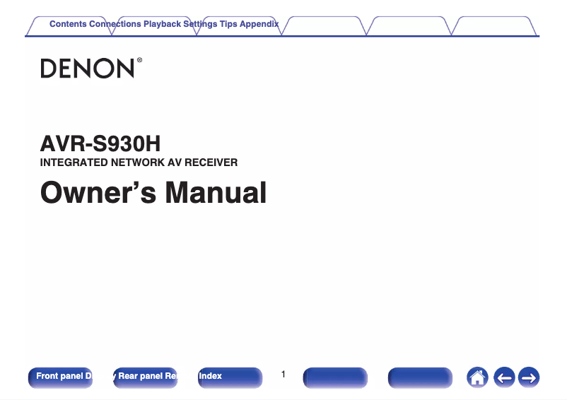 Imagen de la primera página del manual del dispositivo AVR-S930H