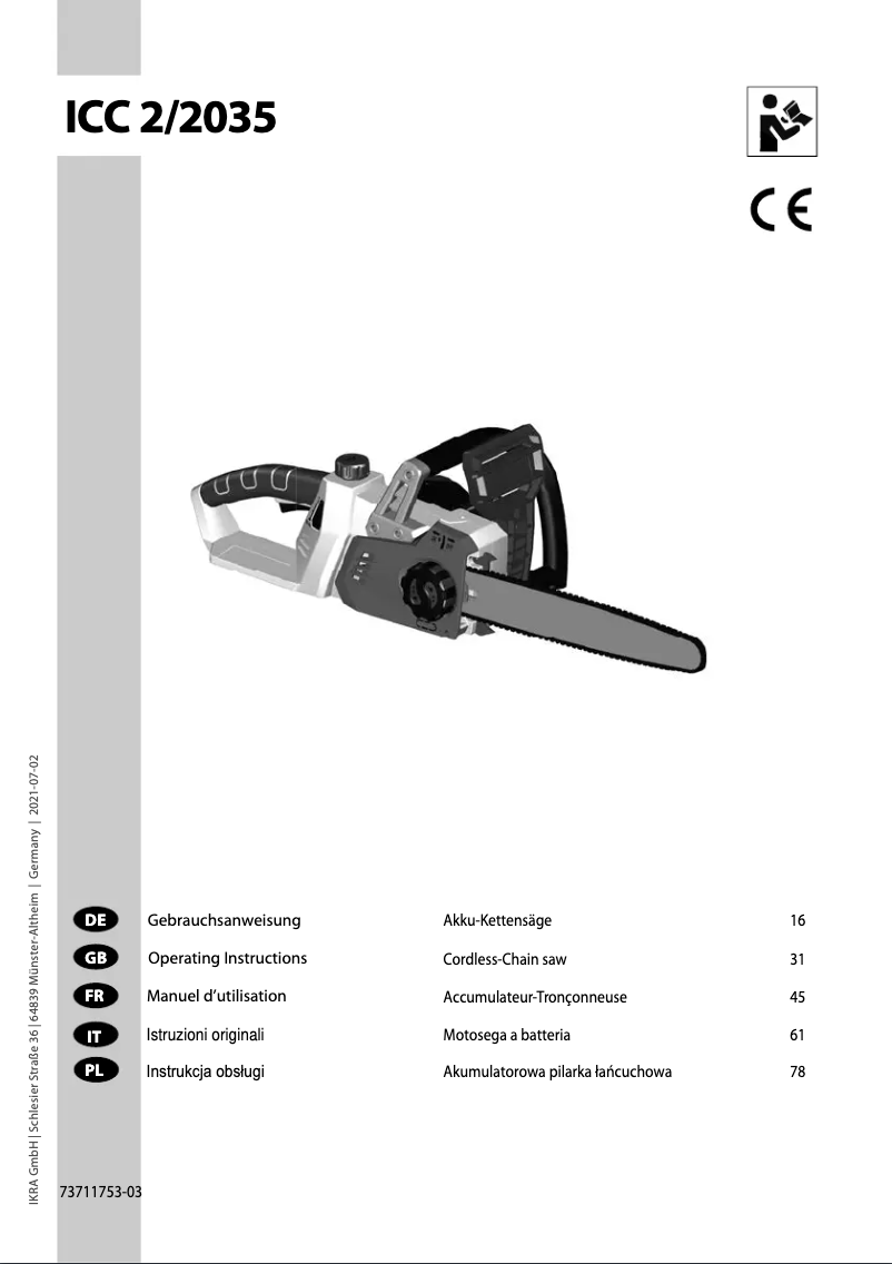 Imagen de la primera página del manual del dispositivo ICC 2/2035