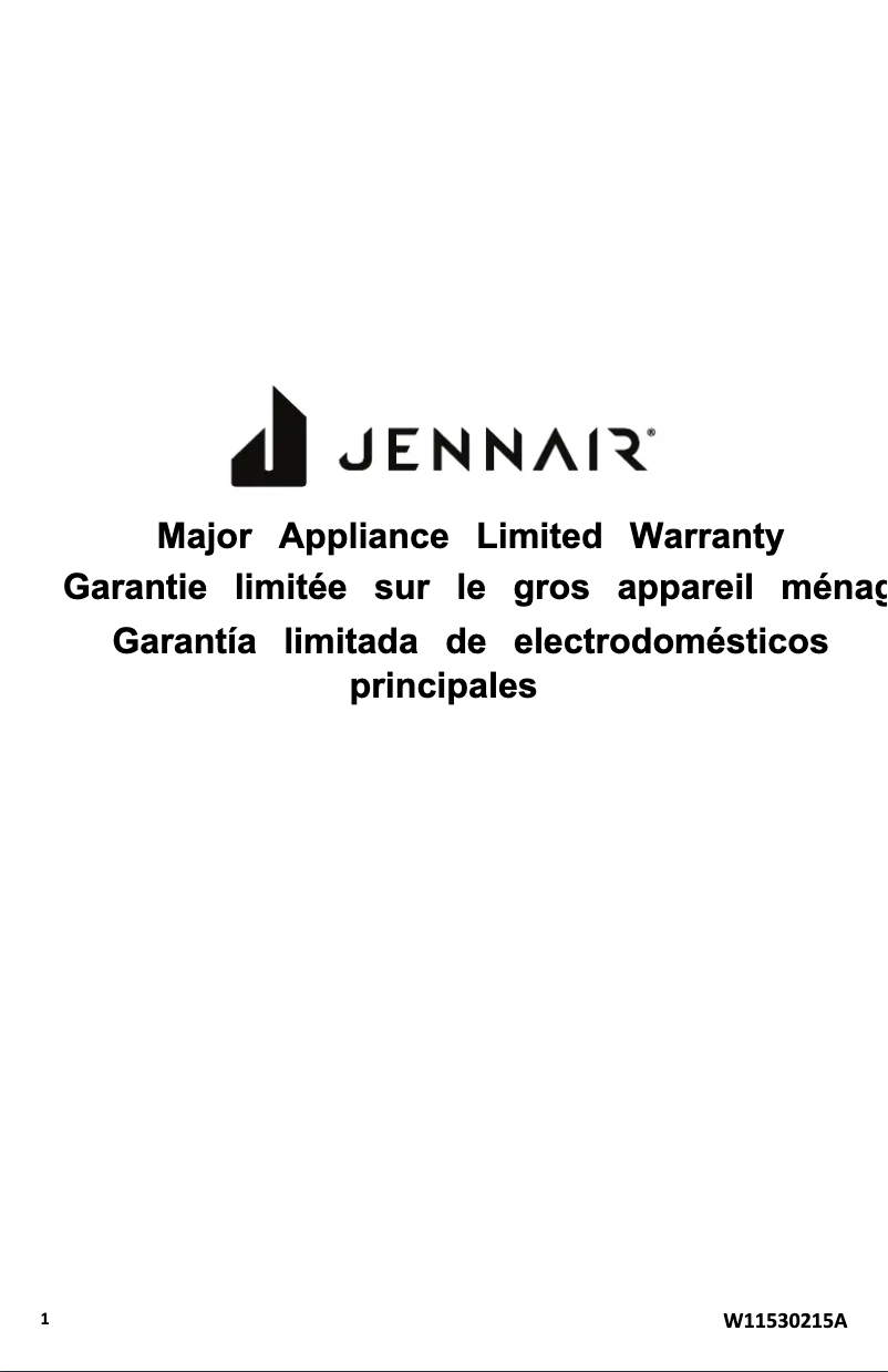 Página 1 del manual Información de garantía JennAir JMW2430LL