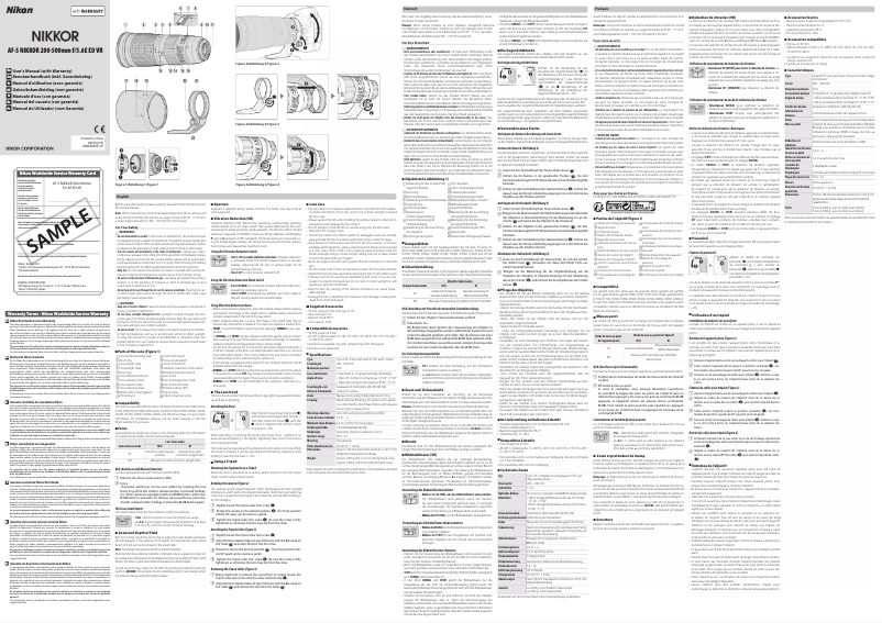 Página 1 del manual Manual de usuario Nikon Nikkor AF-S 200-500mm f/5.6E ED VR