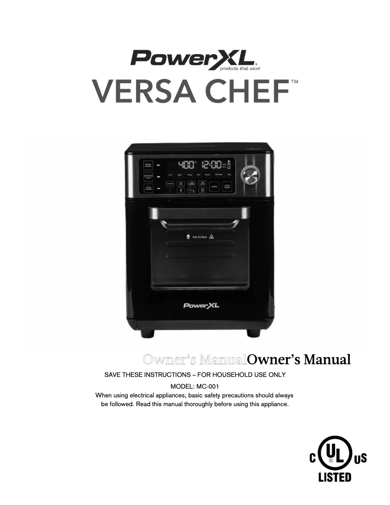 Página 1 del manual Manual de usuario PowerXL Versa Chef MC-001