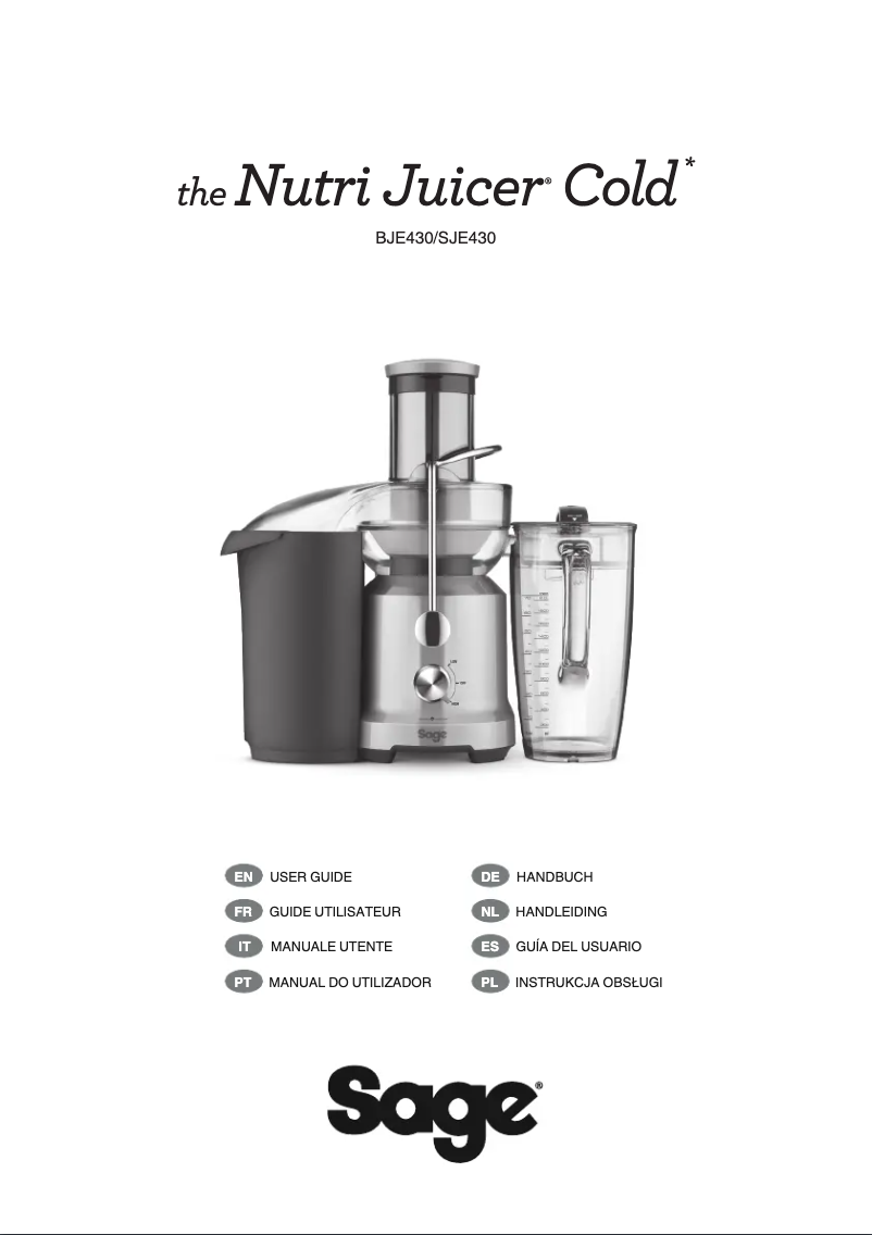 Página 1 del manual Manual de usuario Sage the Nutri Juicer Cold SJE430