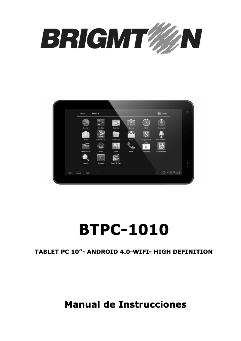 Imagen de la primera página del manual del dispositivo BTPC-1010