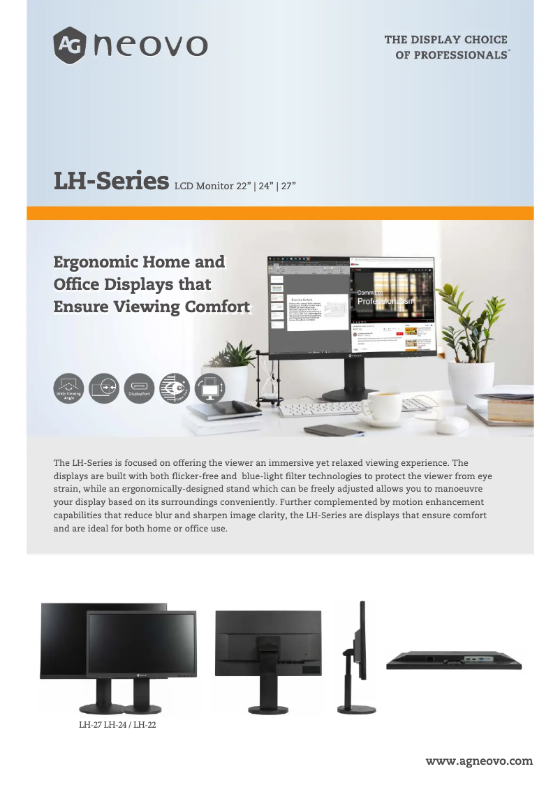 Página 1 del manual Ficha técnica AG Neovo LH-24