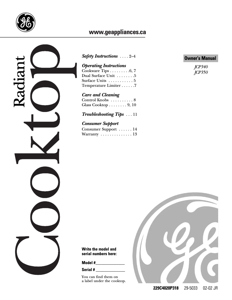 Imagen de la primera página del manual del dispositivo JCP350BCBB