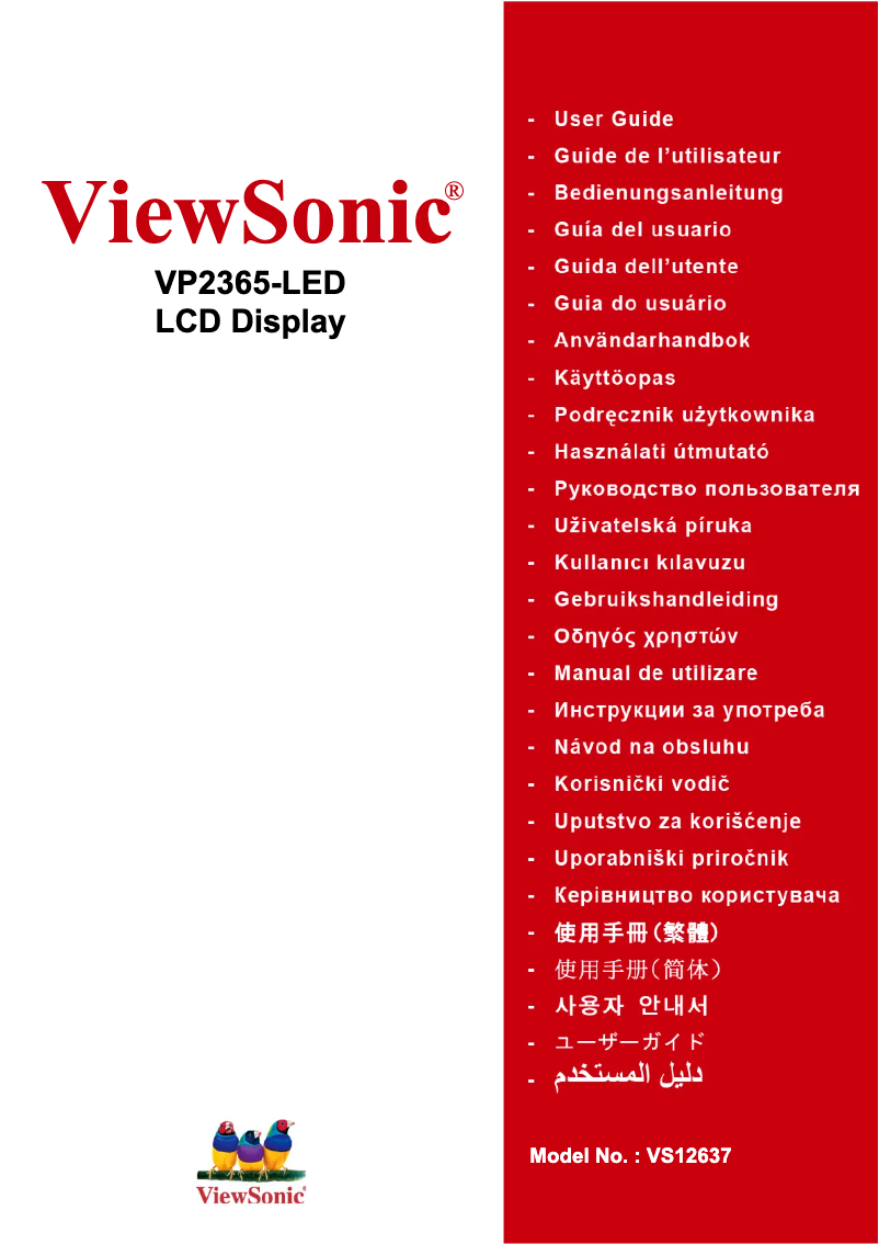 Página 1 del manual Manual de usuario Viewsonic VP2365-LED