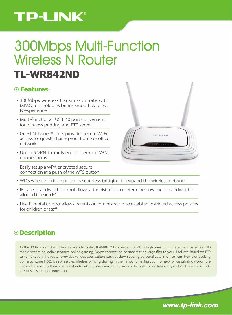 Página nº 1 - Ficha técnica TP-Link TL-WR842ND
