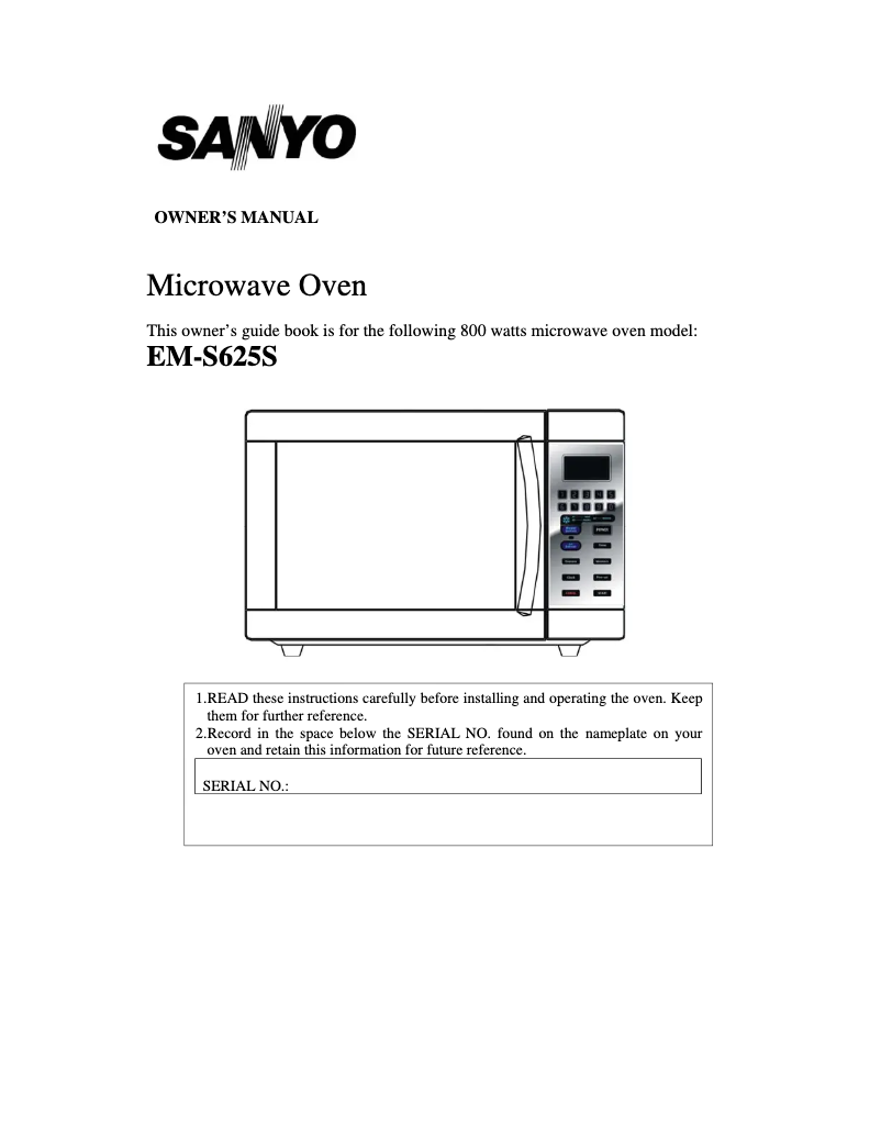 Página 1 del manual Manual de usuario Sanyo EM-S625S
