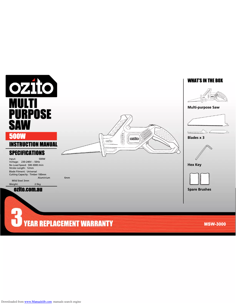 Imagen de la primera página del manual del dispositivo MSW-3000