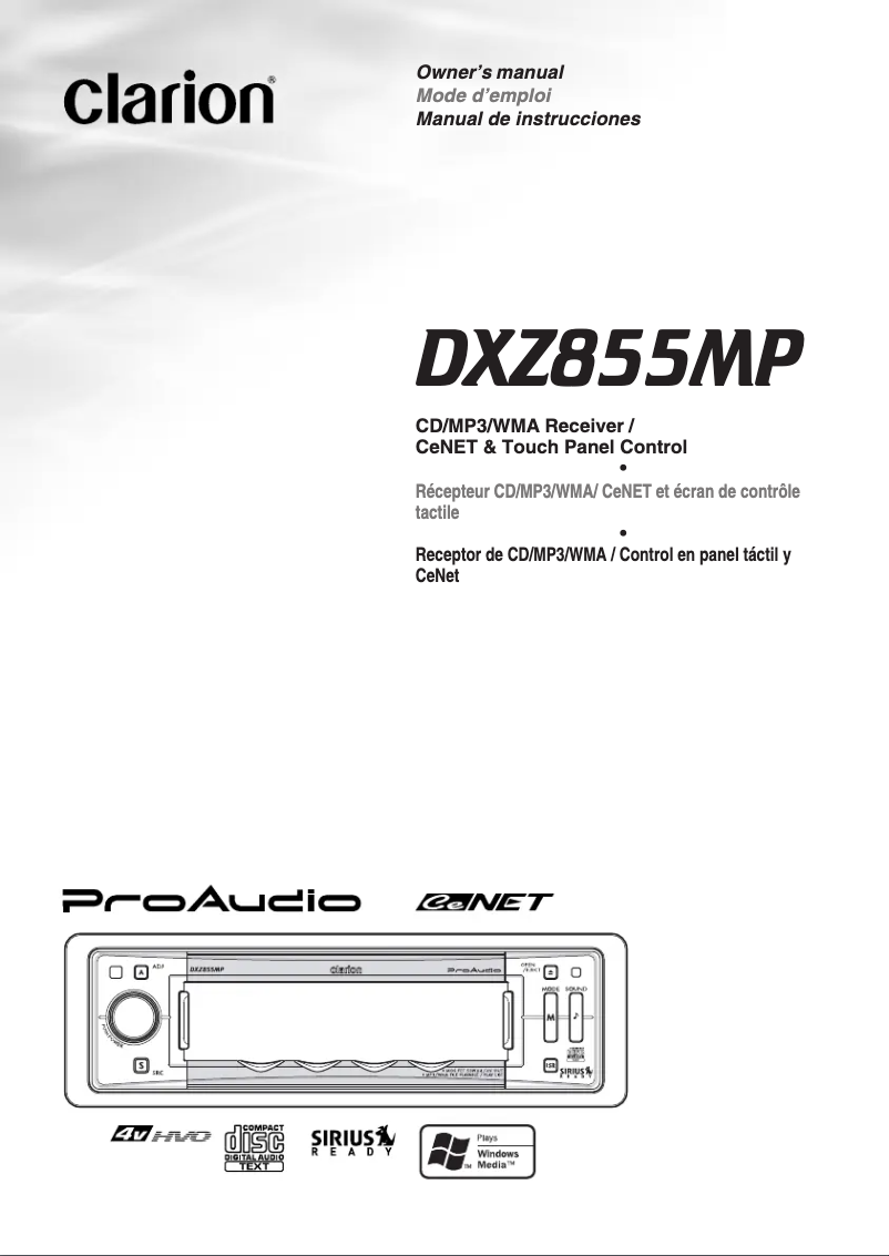Imagen de la primera página del manual del dispositivo DXZ855MP