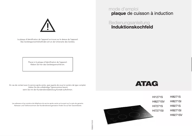 Página 1 del manual Manual de usuario Atag HI9271S