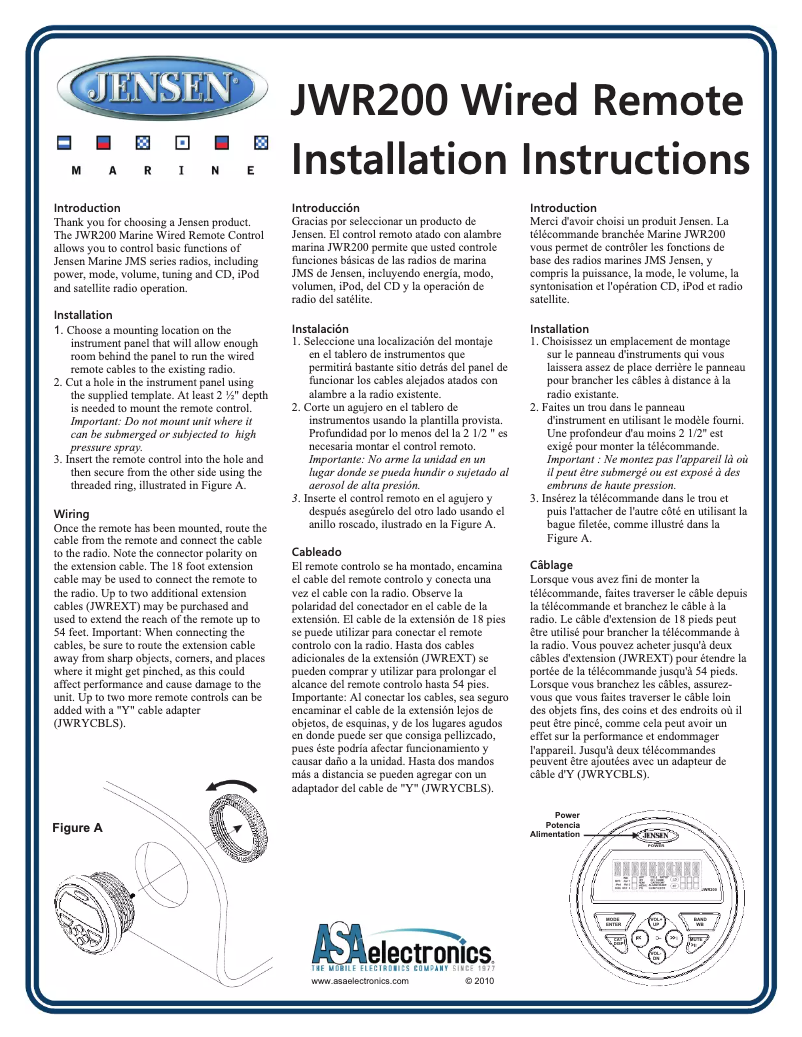 Imagen de la primera página del manual del dispositivo JWR200