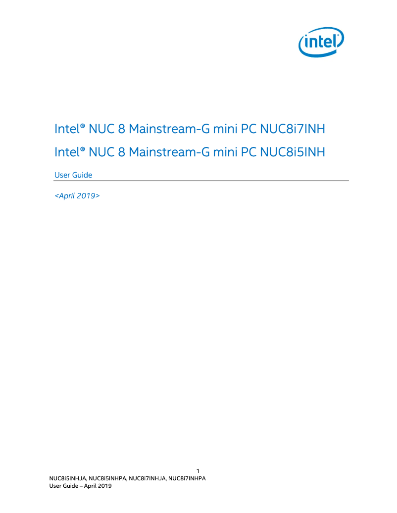 Página nº 1 - Manual de usuario Intel NUC 8 Mainstream-G