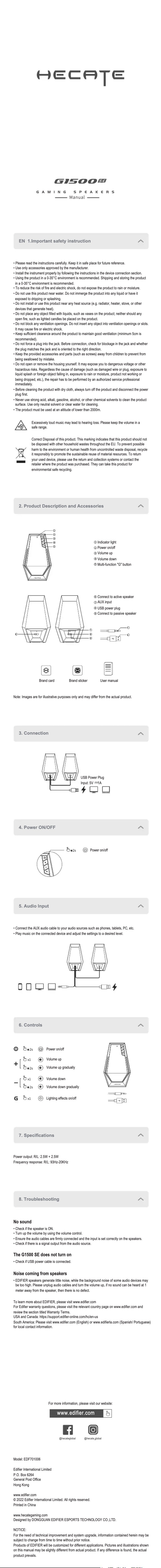 Imagen de la primera página del manual del dispositivo Hecate G1500 SE