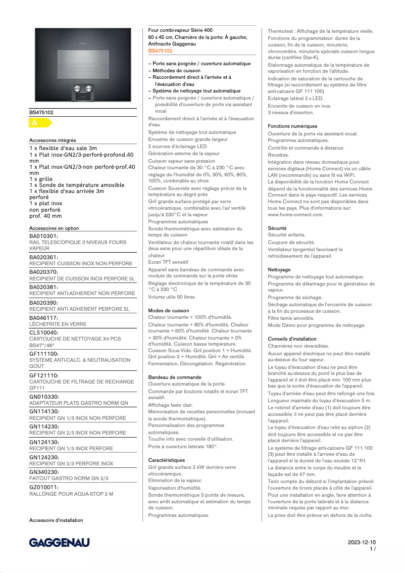 Imagen de la primera página del manual del dispositivo BS475102