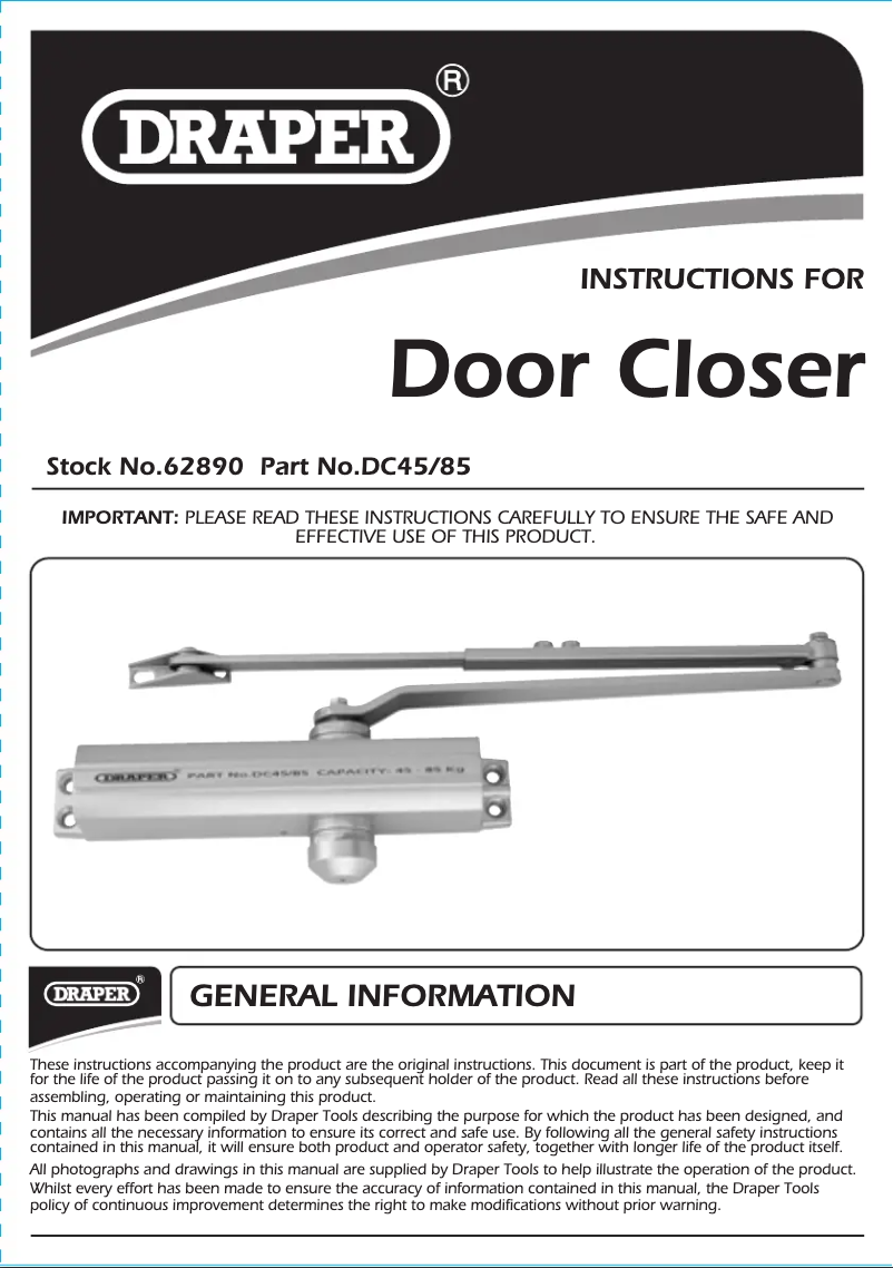 Imagen de la primera página del manual del dispositivo DC45/85