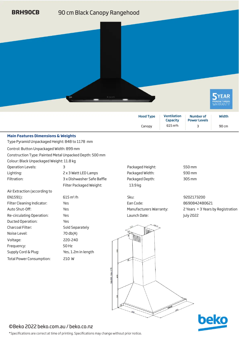 Imagen de la primera página del manual del dispositivo BRH90CB