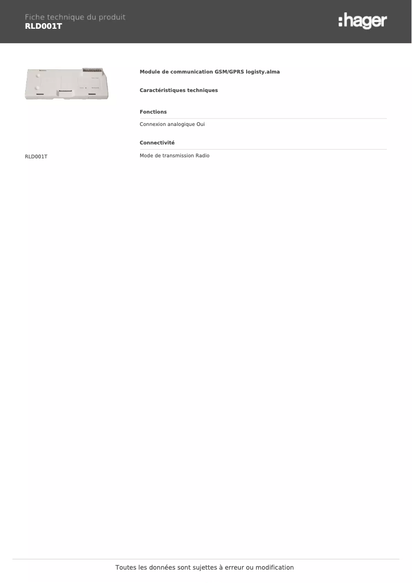 Imagen de la primera página del manual del dispositivo RLD001T