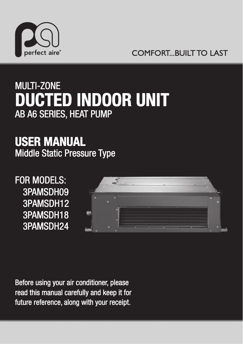 Página 1 del manual Manual de usuario Perfect Aire 3PAMSDH18